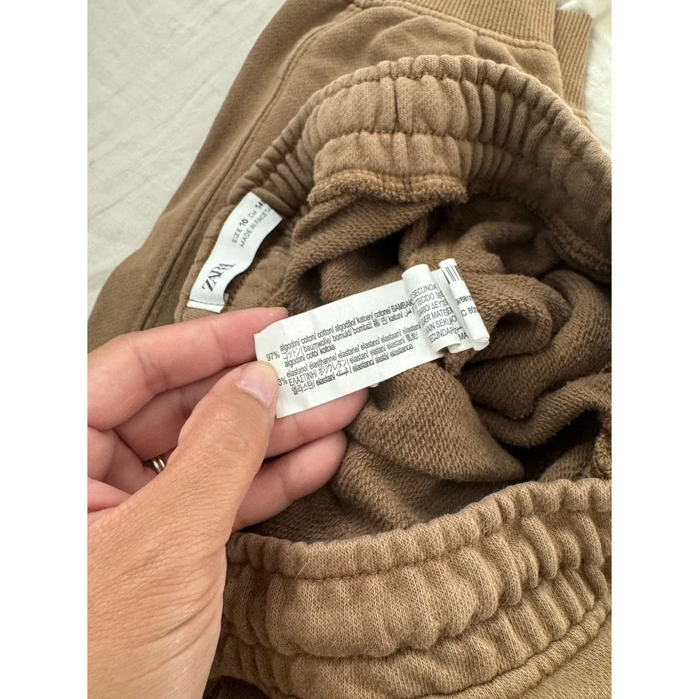Zara Kids Brown Quarter Zip Sweatshirt + Joggers Sweatpant Set Size 10 Years Old